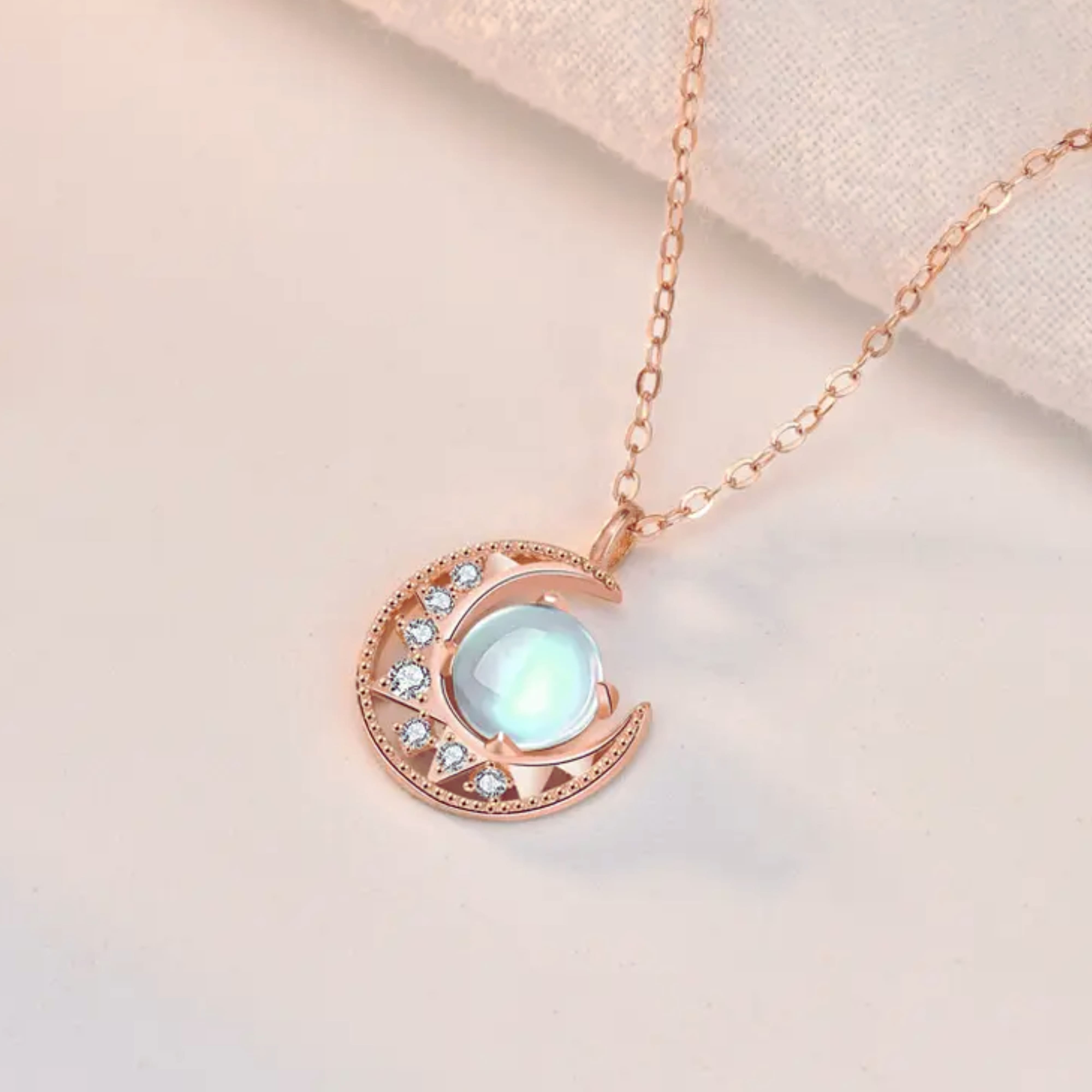 Celestial | Moon and Star Necklace in Rose Gold - Chakra Energy Co