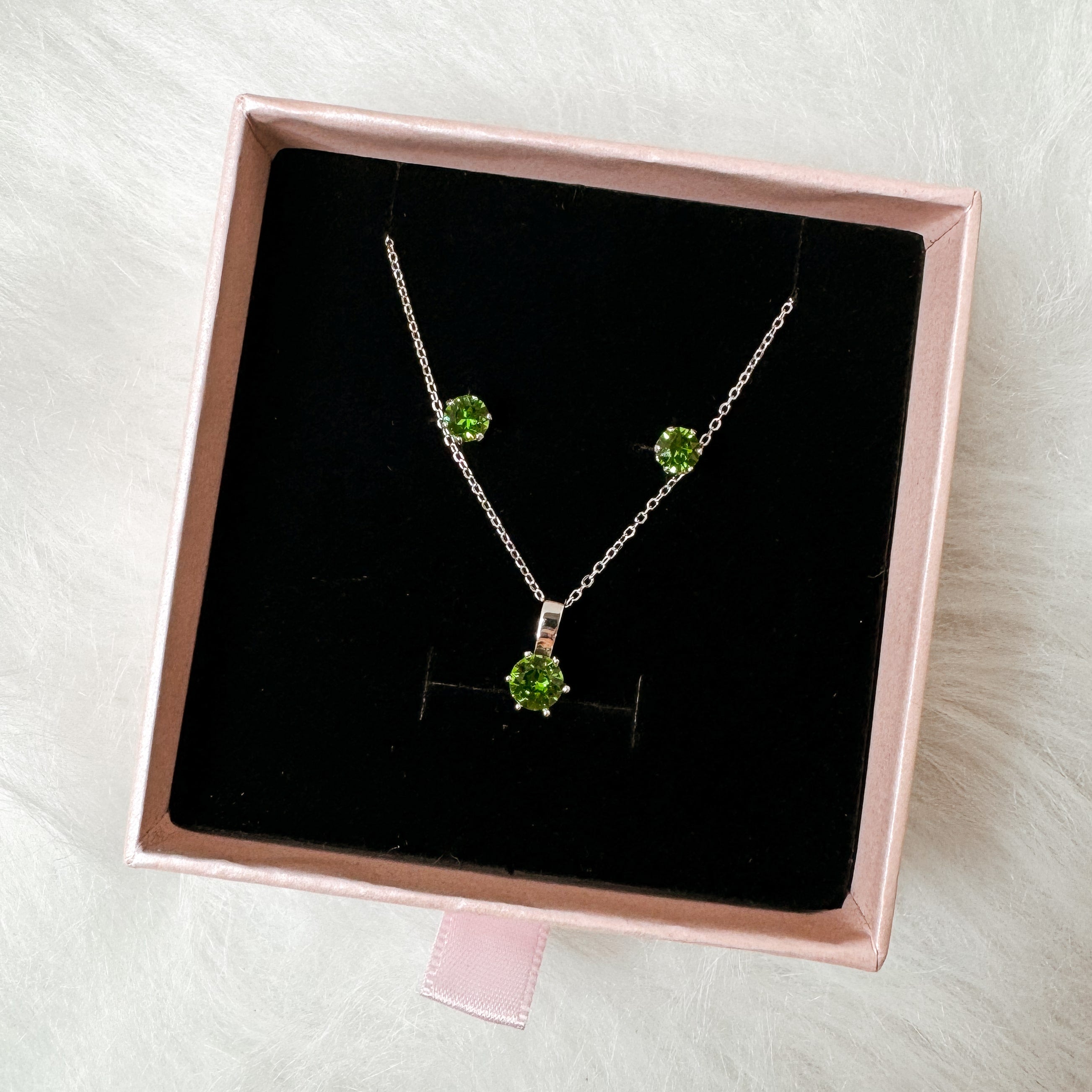 August Birthstone, Peridot, Swarovski Elements Petite Necklace - Chakra Energy Co