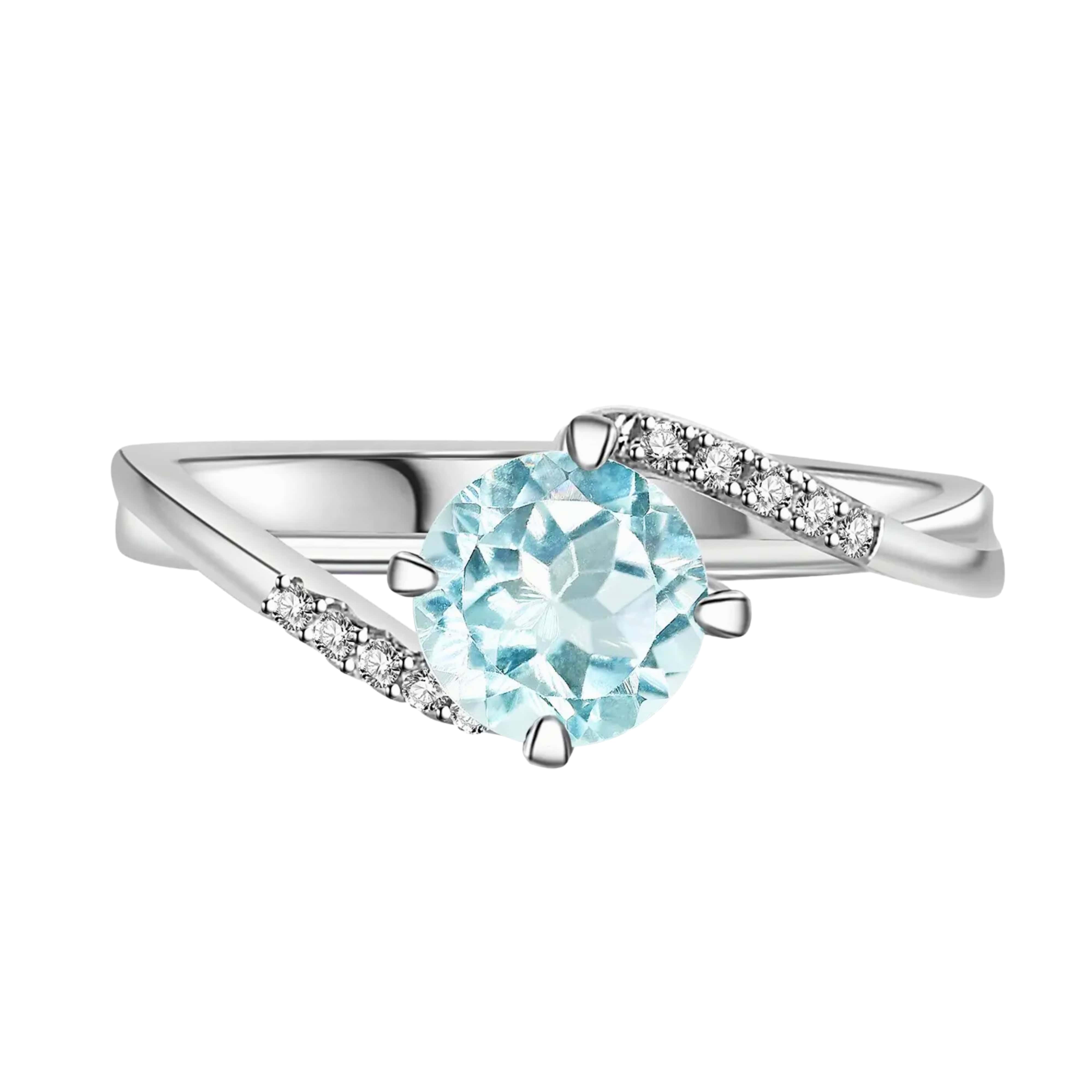 Breathe | Hug Sky Blue Topaz Ring in 18K White Gold - Chakra Energy Co