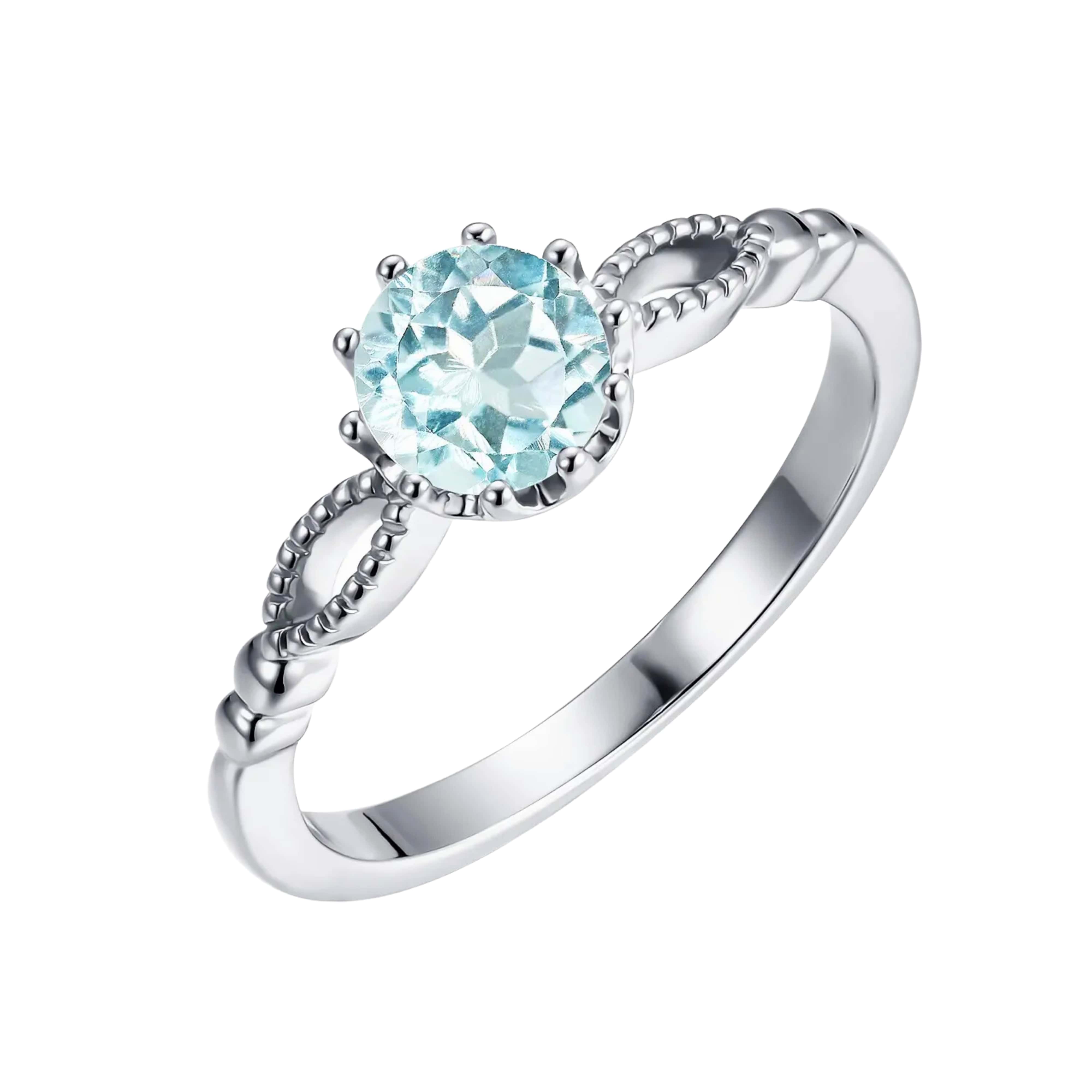 Breathe | Queen Sky Blue Topaz Ring in 18K White Gold - Chakra Energy Co