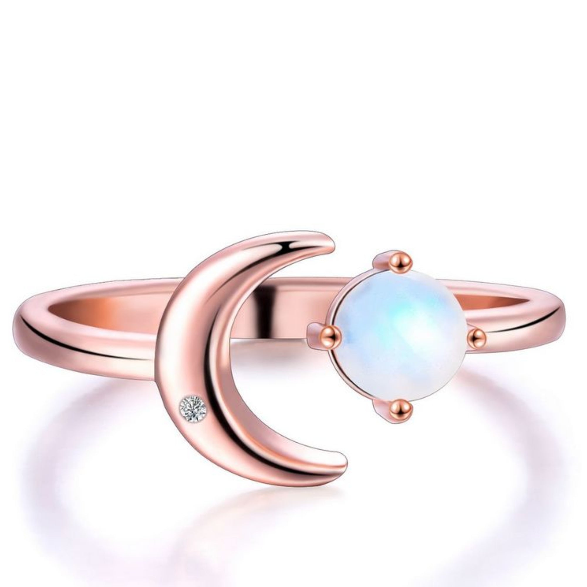 Celestial Moon and Star Adjustable Moonstone Ring - Chakra Energy Co